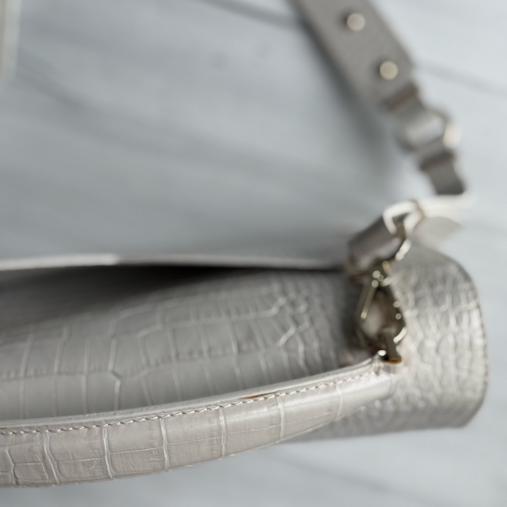 The Kooples Emily Crocodile-Effect Bag in White - Picture 5 of 7